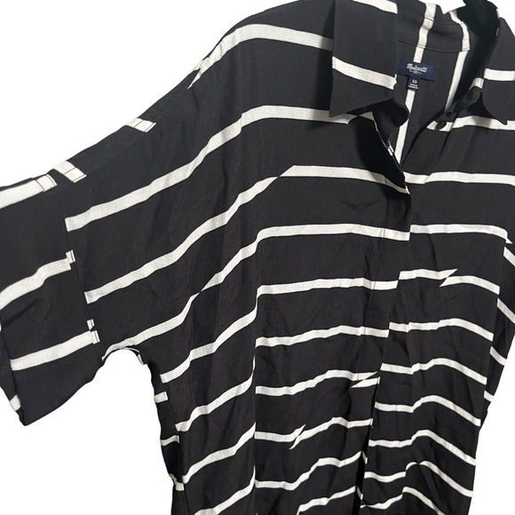 Madewell Black Break Stripe Button Front Courier Dress - Picture 6 of 8